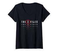 Donna X-Files Logo Ripetuto Maglietta con Collo a V