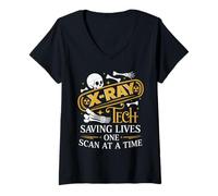 Donna X Ray Tech Saving Lives One Scan At A Time Radiologia Maglietta con Collo a V