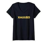 Donna XAUUSD - Commerciante d'oro amante del Forex Maglietta con Collo a V