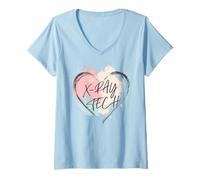 Donna Xray Tech Radiology X Ray - Cuore Pastello Pretty Maglietta con Collo a V