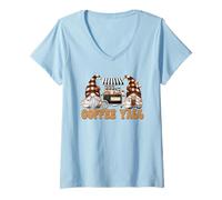 Donna Y’all Need Coffee Lover Gnomes for Women Summer Vacation Maglietta con Collo a V