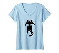 Donna Y2K 90s Curioso Gatto Carino Tomcat Essere sollevato Maglietta con Collo a V