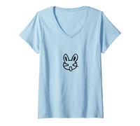 Donna Y2K 90s Sassy Cheeky Bunny Lepre Coniglio Maglietta con Collo a V