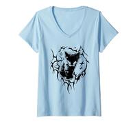 Donna Y2K Cat Cute Emo Goth 90s 2000s Grunge Vintage Graphic Maglietta con Collo a V