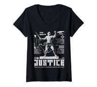 Donna Y2K Justice - Bold Urban Graffiti Estetica Maglietta con Collo a V