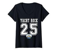 Donna Yacht Rock 2025 - Ventilatore per concerti estivi e jazz rock Maglietta con Collo a V
