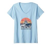 Donna Yacht Rock, Retro Party Boat Bere, Vintage Yacht sbiadito Maglietta con Collo a V