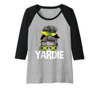 Donna Yardie Jamaica Girl Chignon disordinato Donna Giamaicana Orgoglio Maglia con Maniche Raglan