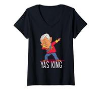Donna Yas King Dabbing Principe Carlo III Incoronazione Britannica Meme Maglietta con Collo a V