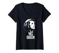 Donna Yas Queen Nancy Pelosi Speaker Congresso Meme femminista Maglietta con Collo a V