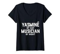 Donna Yasmine - Costume da Musicista Gen Z Millennial Music Yasmin Song Maglietta con Collo a V
