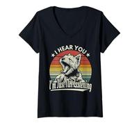 Donna Yawn Cairn Terrier I Hear You I'm Not Listening Tramonto Retro Maglietta con Collo a V