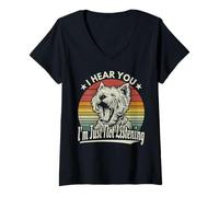 Donna Yawn West Highland White Terrier Ti sento non ascolto Maglietta con Collo a V