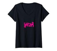 Donna Yeah Design Minimalista con Tipografia capovolta Maglietta con Collo a V
