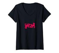 Donna Yeah Design Minimalista con Tipografia capovolta Maglietta con Collo a V