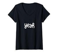 Donna Yeah Design Minimalista con Tipografia capovolta Maglietta con Collo a V