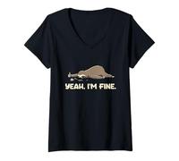 Donna Yeah Fine Sarcasmo Stanco Introverso lunedì Bradipo Maglietta con Collo a V