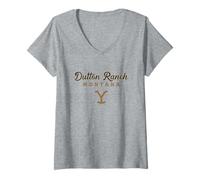 Donna Yellowstone Dutton Ranch Montana Big Chest Logo Maglietta con Collo a V