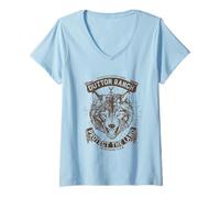 Donna Yellowstone Dutton Ranch Protect The Land Wolf Portrait Maglietta con Collo a V