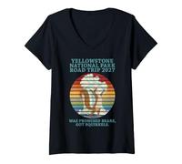Donna Yellowstone - Scoiattolo Divertente Maglietta con Collo a V