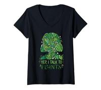 Donna Yep, I Talk To Plants Botanical Lover Funny Gardener Maglietta con Collo a V