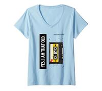 Donna Yes I Am That Old Analogico Kid degli Anni '80 (Grafica a Cassetta) Maglietta con Collo a V