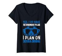 Donna Yes I Do Have Retirement Plan I Plan On Scuba Diving Maglietta con Collo a V
