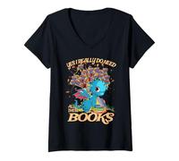 Donna Yes I Really Do Need all These Books Cute Dragon Read Book Maglietta con Collo a V