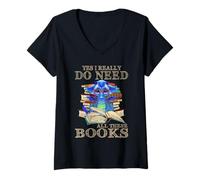 Donna Yes, I Really Do Need all These Books Funny Dragon Jokes Maglietta con Collo a V