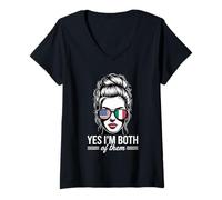 Donna Yes I'm Both Of Them - Bandana per capelli con bandiera USA e Italia Maglietta con Collo a V