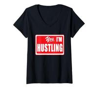 Donna Yes I'm Hustling Motivation Workout, Tuta da Ginnastica Maglietta con Collo a V