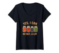 Donna Yes We Can Funny Retro Canning Season Design Maglietta con Collo a V