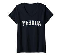Donna Yeshua Cristiano Messianico Gesù Nome Blu Varisty Lettere Maglietta con Collo a V