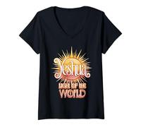 Donna Yeshua Luce del Mondo Maglietta con Collo a V