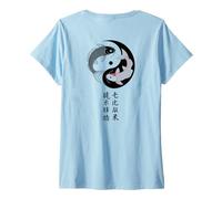 Donna Yin Yang Koi Pesce Giapponese Kanji Zen Simbolo Tao Equilibrio Indietro Maglietta con Collo a V