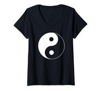 Donna Ying Yang Feng Shui Taijitu Yin Yang Maglietta con Collo a V