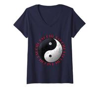 Donna Ying Yang Tai Chi Distressed Uomini Donne Bambini T Shirt Maglietta con Collo a V