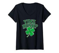 Donna Yinz Irish Yinzer Pittsburgh Irish Immigrant Pride Irlanda Maglietta con Collo a V