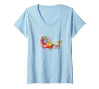 Donna Yo Gabba Gabba! Group Sleigh Ride Christmas Maglietta con Collo a V