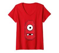 Donna Yo Gabba Gabba! Muno Red Character Big Face Maglietta con Collo a V