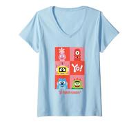 Donna Yo Gabba Gabba! Yo Character Portrait Grid Maglietta con Collo a V