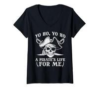 Donna Yo Ho Yo Ho A Pirates Life Skull Crossbones Uomini Donne Bambini Maglietta con Collo a V