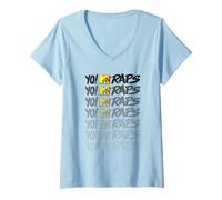 Donna Yo! MTV Raps Repeating Fading Logo Retro TV Maglietta con Collo a V