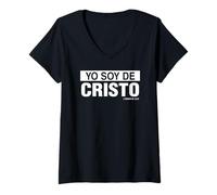 Donna Yo Soy de Cristo, Jesus Bible Verse Religious Christian Maglietta con Collo a V