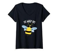 Donna Yo Wasp Up Divertente Bug Pun Maglietta con Collo a V