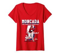 Donna Yoan Moncada | Giocatori di Baseball di Los Angeles A | MLBYMO204M Maglietta con Collo a V