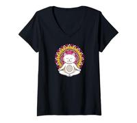 Donna Yoga camicia gatti mandala meditazione Maglietta con Collo a V