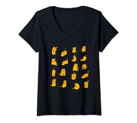 Donna Yoga Cat, Meditation Cat Maglietta con Collo a V