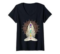 Donna yoga chakra namaste buddha energie loto karma om Maglietta con Collo a V