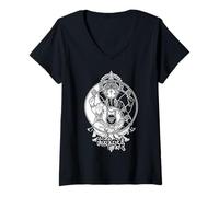 Donna Yoga Elefante Dio Ganesh Ganesha Indiano Yin Yang Simbolo Maglietta con Collo a V